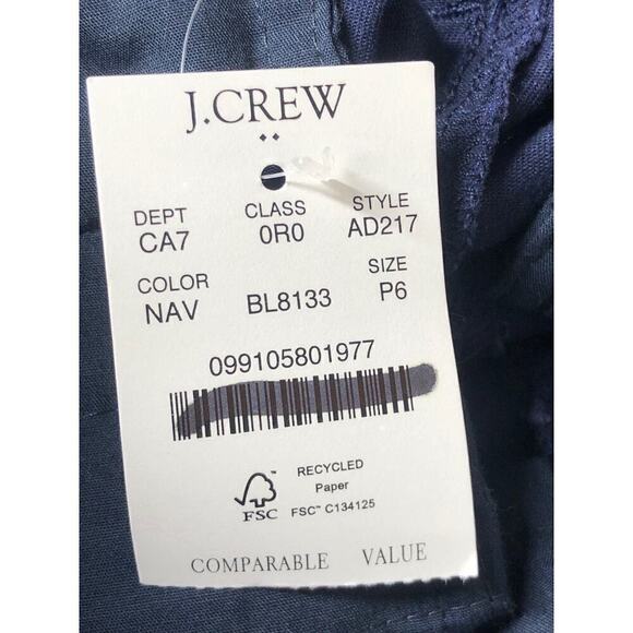 J. Crew High Rise Girlfriend Pants Petite Straight Leg Chino Pant Navy NWT P6 - Picture 8 of 11